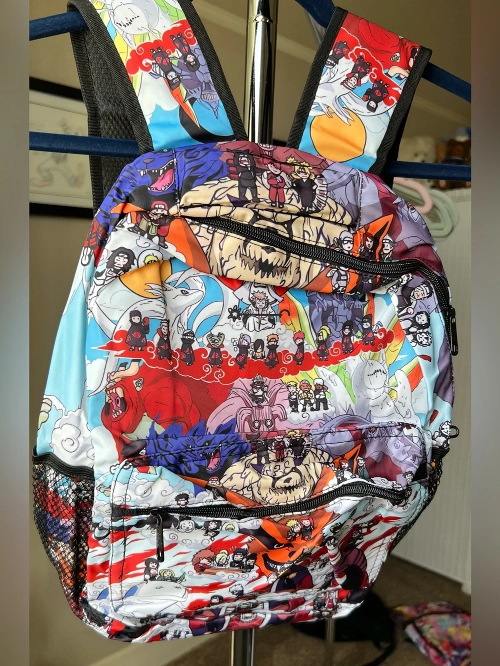 Colorful NEW Graphic Print Backpack - Blue/Red